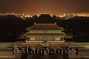 Asia Images Group - Aerial view of the Forbidden City at night