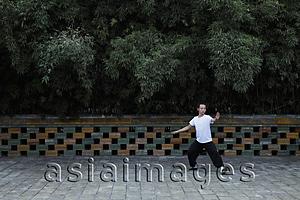 Asia Images Group - Man doing tai chi in a park