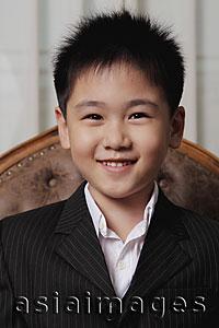 Asia Images Group - Head shot of young boy smiling