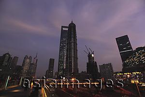 Asia Images Group - Night view of Shanghai skyline with Shanghai World Financial Center