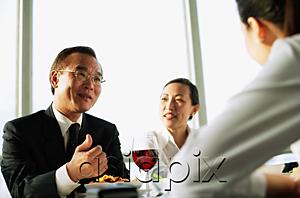 AsiaPix - Executives having lunch meeting, low angle view