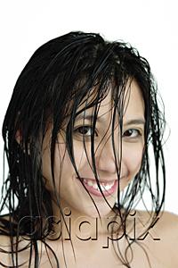 AsiaPix - Woman with wet hair, smiling at camera