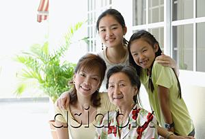 AsiaPix - Three generation family, looking at camera, smiling