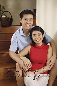 AsiaPix - Couple at home, sitting on stairs