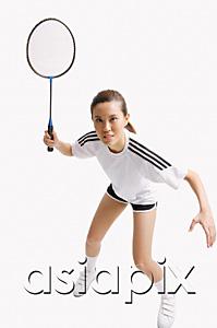AsiaPix - Young woman holding badminton racket