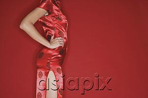 AsiaPix - Woman in cheongsam, hands on hips, cropped