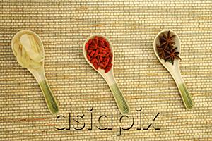AsiaPix - Still life of spices in Chinese soup spoons