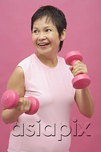 AsiaPix - Mature woman using dumbbells