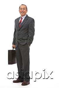 AsiaPix - Businessman standing with briefcase, portrait
