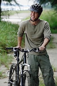 AsiaPix - Man with bicycle, outdoors
