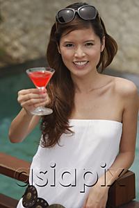 AsiaPix - Woman with cocktail in hand, portrait