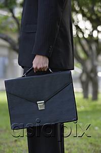 AsiaPix - Businessman holding briefcase, side view
